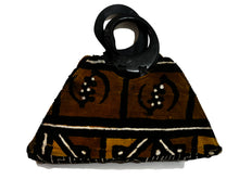 Load image into Gallery viewer, Handmade Ghanaian Mud Cloth Purse Handbag with Wooden Sankofa Bird Handle