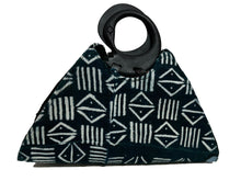 Load image into Gallery viewer, Handmade Ghanaian Mud Cloth Purse Handbag with Wooden Sankofa Bird Handle