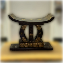 Load image into Gallery viewer, Hand Carved Ashanti Stool with Metal Inlay