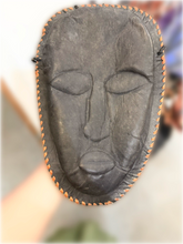 Load image into Gallery viewer, Black Leather Hand Stitched Large Face Bag