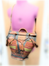 Load image into Gallery viewer, Hand Crafted Leather and Straw Woven Bag with Adjustable Straps