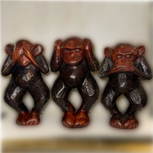 Load image into Gallery viewer, Hand Carved See Speak Hear No Evil Monkey Figurine Set