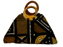 Load image into Gallery viewer, Handmade Ghanaian Mud Cloth Purse Handbag with Wooden Sankofa Bird Handle
