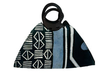 Load image into Gallery viewer, Handmade Ghanaian Mud Cloth Purse Handbag with Wooden Sankofa Bird Handle
