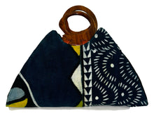 Load image into Gallery viewer, Handmade Ghanaian Mud Cloth Purse Handbag with Wooden Sankofa Bird Handle
