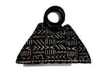 Load image into Gallery viewer, Handmade Ghanaian Mud Cloth Purse Handbag with Wooden Sankofa Bird Handle
