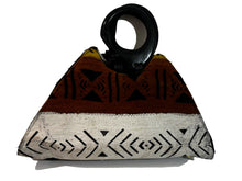 Load image into Gallery viewer, Handmade Ghanaian Mud Cloth Purse Handbag with Wooden Sankofa Bird Handle
