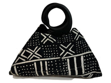 Load image into Gallery viewer, Handmade Ghanaian Mud Cloth Purse Handbag with Wooden Sankofa Bird Handle
