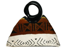 Load image into Gallery viewer, Handmade Ghanaian Mud Cloth Purse Handbag with Wooden Sankofa Bird Handle
