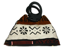 Load image into Gallery viewer, Handmade Ghanaian Mud Cloth Purse Handbag with Wooden Sankofa Bird Handle
