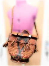 Load image into Gallery viewer, Hand Crafted Leather and Straw Woven Bag with Adjustable Straps
