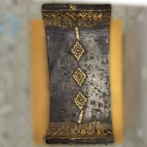 Hand Carved Ashanti Stool with Metal Inlay