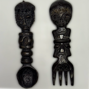 Hand Carved Decorative Fork and Spook Set