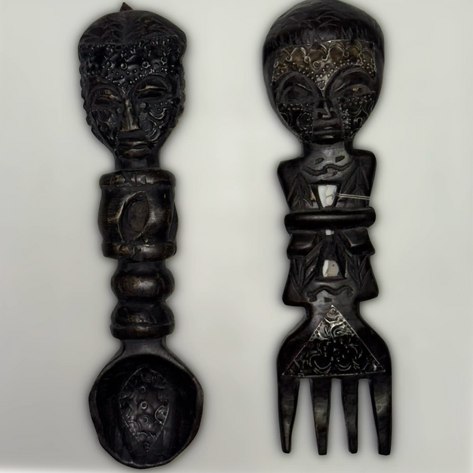 Hand Carved Decorative Fork and Spook Set