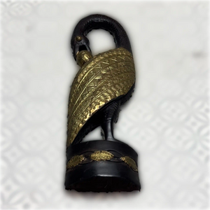 Large Hand Carved Sankofa with Metal Overlay