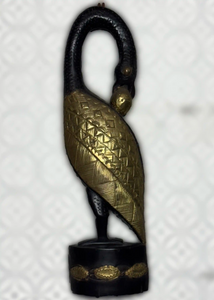 Large Hand Carved Sankofa with Metal Overlay