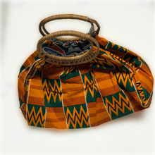 Load image into Gallery viewer, Vibrant Kente Purse with Straw Handle
