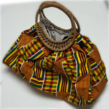Load image into Gallery viewer, Vibrant Kente Purse with Straw Handle
