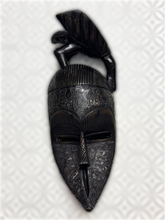 Load image into Gallery viewer, Stunning Hand Carved Wooden Mask with Bird with Metal Inlay

