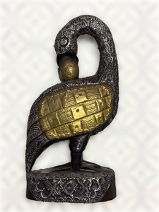 Handmade Sankofa Bird Statue with Metal Inlay Detailing