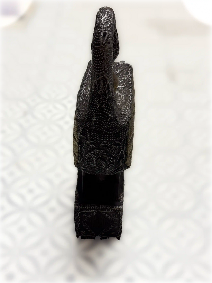 Hand Carved Sankofa Statue with Metal Detailing
