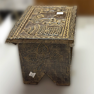Hand Carved Ornate Table with Village Scene