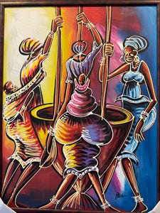 Vibrant African Artwork of Women Cooking
