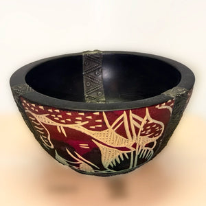Authentic Hand Carved Bowl with Tin Inlay