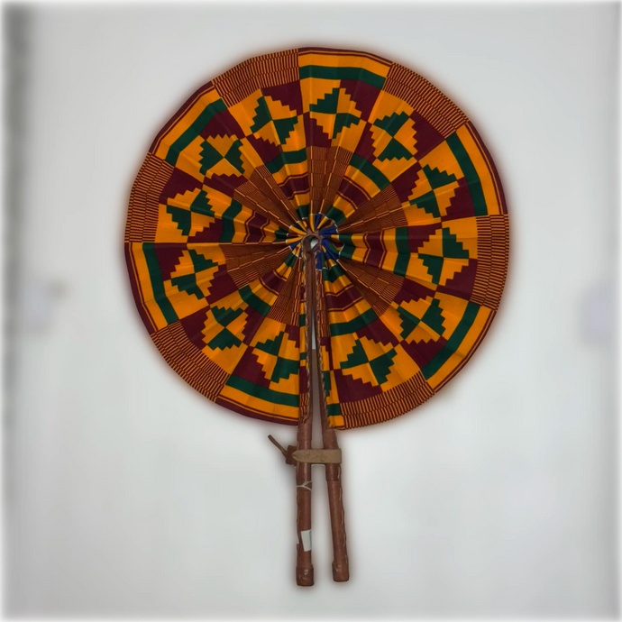 Large Folding Fan with Leather Handle