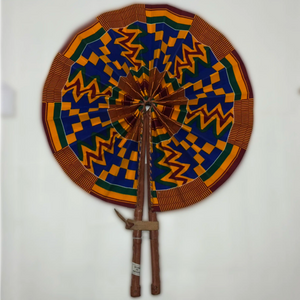 Large Folding Fan with Leather Handle