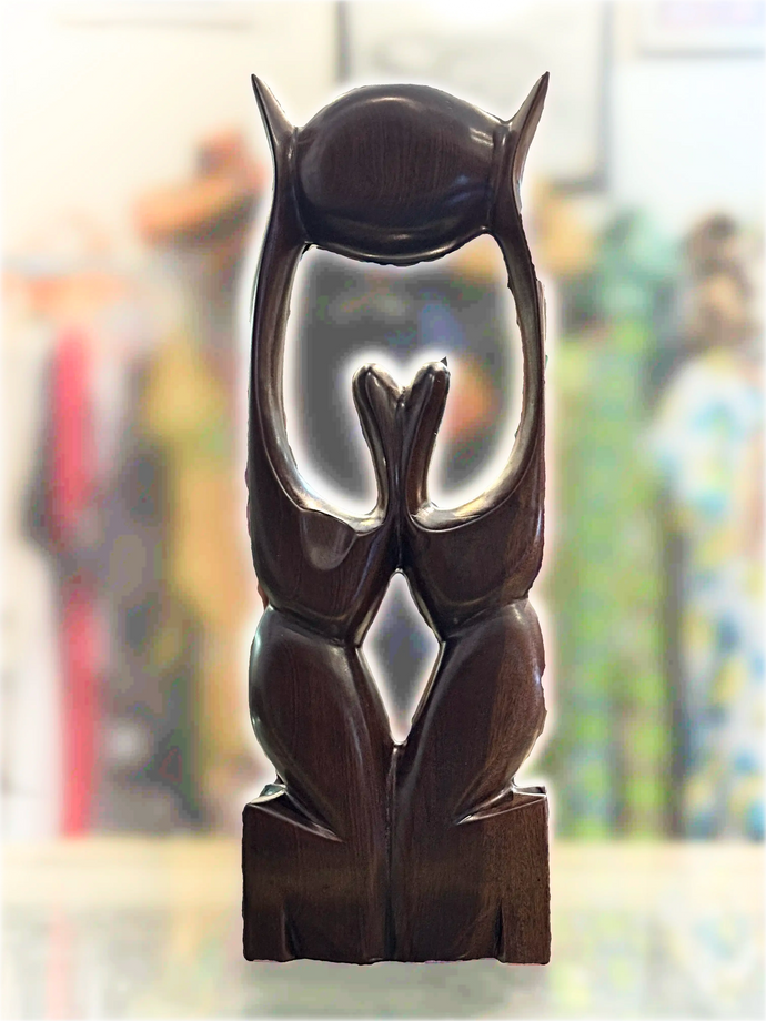 Hand Carved Love and Unity Wood Carving