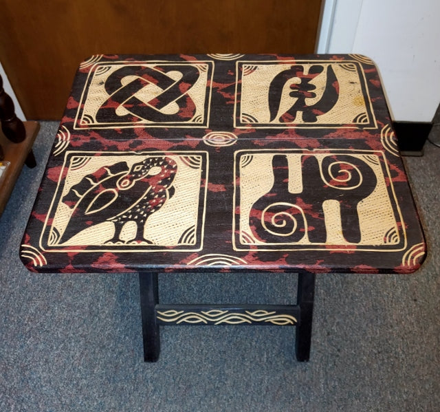 Authentic Adinkra Symbol Wooden Folding Table