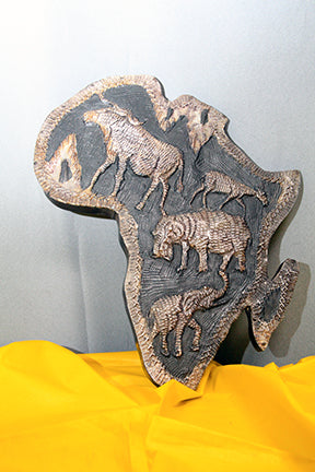 African Safari Painted Brass & Wood