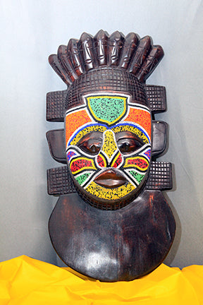 Hand Carved Beaded Ghanian Festac Mask